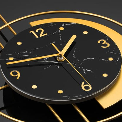 Large Modern Wall Clocks for Living Room Gold Silent Analog Clock | Battery Operated for Living Room,Bedroom,Kitchen,Office or Entryway Geometric Iron Design Wall Decor for Home 15.7*27.5 inch - style: Antique