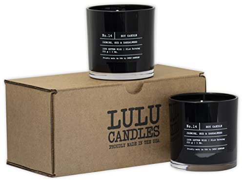 Lulu Candles | Jasmine, Oud & Sandalwood | Luxury Scented Soy Jar Candle | Hand Poured in The USA | Highly Scented & Long Lasting (9 Oz. 2 Pack) - size: 9 Oz. 2 Pack
