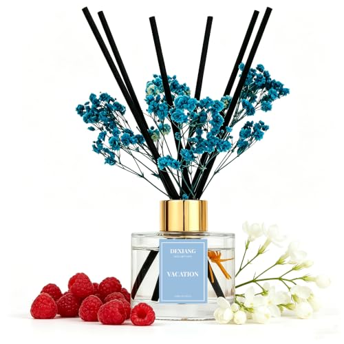 Reed Diffuser Set,3.38 fl oz (100 ml) - Vacation Oil Diffusers with 6 Reed Sticks for Bathroom Shelf Decor - color: Vacation