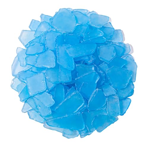 Keedolla Tumbled Sea Glass for Crafts - 15 OZ Sky Blue Seaglass Pieces Flat Frosted for DIY Art Crafts, Vase Filler, Beach Weddings, Aquarium and Home Decor - color: Sky Blue, size: 15 OZ / 0.93 LB