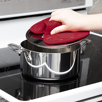 All-Clad Premium Pot Holder & Heating Pad, (1-Pack) Heat Resistant to 500 Degrees, 100% Cotton 10"x6.25" for Kitchen and Barbeque, Chili Red - color: Chili, size: 1 Pack