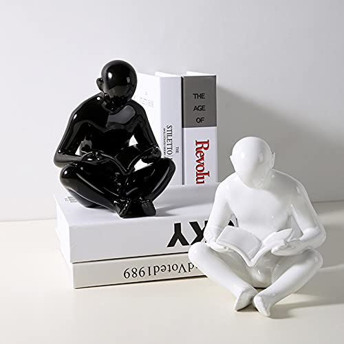 Desktop Ornaments 2 Pieces of Figure Sculptures Set Ceramic Material Bookends Home Decorations Small Ornaments Home Desk Decorations Handicrafts Desktop Decor