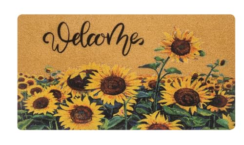 Sunflower-Welcome-Entrance-Doormat Floral Spring-Summer Front-Door Coir Door Mat Non Slip Outdoor Mats 17" X 29" - color: Sunflower - Style 1