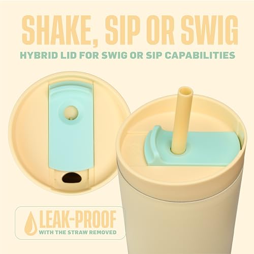 BlenderBottle Tumbler 2-in-1 Stainless Steel Shaker Bottle 24 oz, Mellow | Leak-Proof with Straw Removed | Blenderball Whisk Technology | Sip or Chug Spout | Protein | Greens | Hydration - color: Mellow, size: 24 Ounces