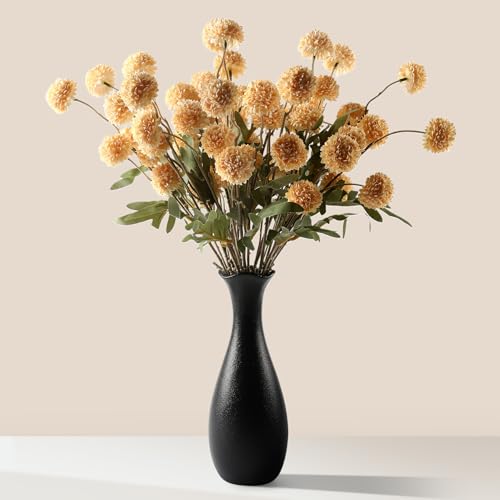 JAKY-Global 10 Stems Fall Artificial Chrysanthemum Flowers,21in Realistic Silk Pompon Fake Mums for Boho Home Decor, Halloween Centerpieces, Autumn Wedding Arrangements - color: Fall Champagne