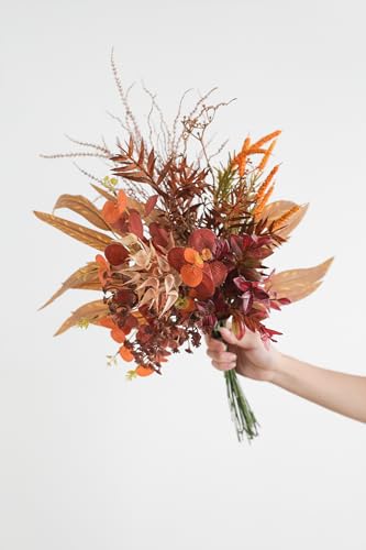 Serra Flora Artificial Greenery Stems Filler Combo Box Set,48pcs with 8 Kinds of Faux Foliage Picks for DIY Bridal Bouquets Wedding Flowers Arrangement Party Table Centerpieces - color: Brown &Orange