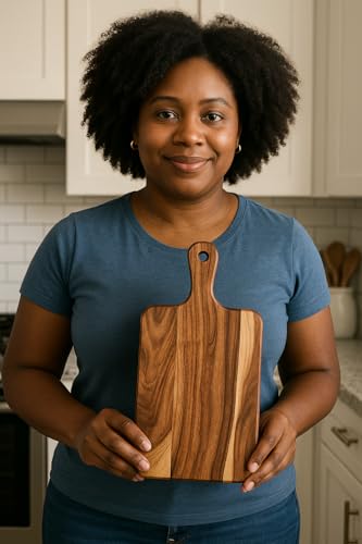 Premium Bamboo Charcuterie Board/Wooden Cutting Board, Beginner Friendly- Durable with Grip Handle For Meat, Veggies, Cheeses and Fruit- House Warming Kitchen Gift/Gift for Foodies