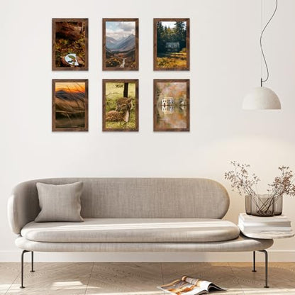5.5x8.5 Picture Frame Deep Brown for Wall Hanging or Tabletop, Wood 5.5 x 8.5 Frame Photo Frame for Wall Horizontally or Vertically, Deep Brown,3 Pack - size: 5.5x8.5 inch