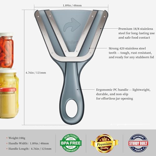 Jar Opener for Weak Hands & Seniors with Arthritis – Easy Twist-Off Lid & Bottle Opener – Ergonomic Non-Slip Handle, Unique Kitchen Gadget & Ideal Christmas Gift for Elderly, Women & Men (Gray) - color: Gray
