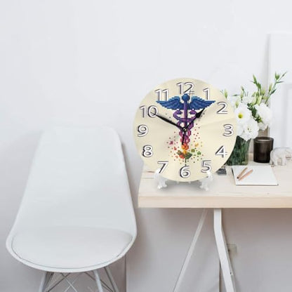 Silent Non-Ticking 10-Inch Wall Clock Nurse Rn En Pixel Retro Round Decorative Quartz Clock for Living Room,Bedroom,Kitchen - style: Pixel