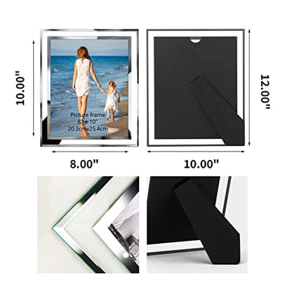 Hoikwo Bulk 8x10 Picture Frames, 6 Packs Silver Photo Frames 8 by 10, Glass Wedding Frames 8x10, Clear Mirror Wedding Photo Frames, Only for Tabletop Display Vertically or Horizontally - size: 8x10-6 Frames