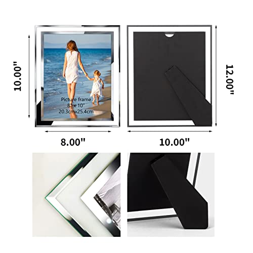 Hoikwo Bulk 8x10 Picture Frames, 12 Packs Silver Photo Frames 8 by 10, Glass Wedding Frames 8x10, Clear Mirror Wedding Photo Frames, Only for Tabletop Display Vertically or Horizontally - size: 8x10-12 Frames