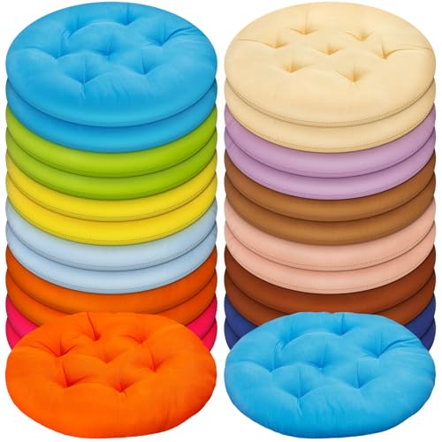 Tinideya 24 Pcs Round Floor Cushions Floor Pillows Meditation Seat Pillows Flexible Seating for Adults Kids, Chair Cushions for Classroom, Nursery, Living Room, Yoga (Small 11.8 Inch,Colorful) - color: Colorful, size: Small 11.8 Inch