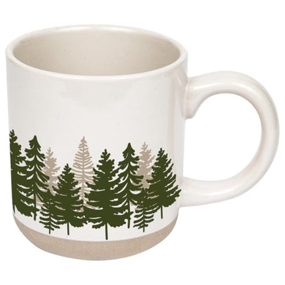 Sweet Water Decor Forest Two Tone Coffee Mug, 14oz Stoneware Cup | Forest Tree Design, Coffee, Tea & Cider Cup, Cozy Holiday Gift, Stocking Stuffers, Microwave & Dishwasher Safe - style: Two Tone Trees