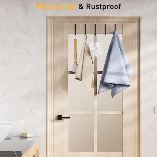 Optish 8 Pack Over The Door Hooks, Door Hanger Hook, Towel Hooks for Hanging, Towel Hanger for Bathroom, Fit 1 3/8" Door Black, Dorm Room Essentials