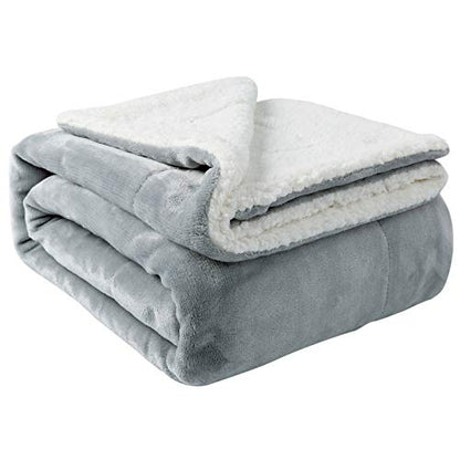 NANPIPER Sherpa Blanket Twin Thick Warm Blankets for Winter Bed Super Soft Fuzzy Flannel Fleece/Wool Like Reversible Velvet Plush Fabric(Light Grey Twin Size 60"x80") - color: Light Grey, size: Twin