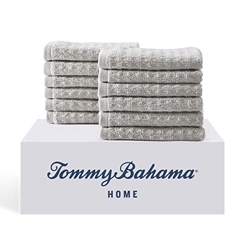 Tommy Bahama - Washcloths, Soft & Absorbent Cotton Towels, Low Linting & Fade Resistant, Oeko-Tex Certified (Northern Pacific Grey, 12 Piece) - color: Northern Pacific Pelican Grey, size: 12 Piece Washcloths