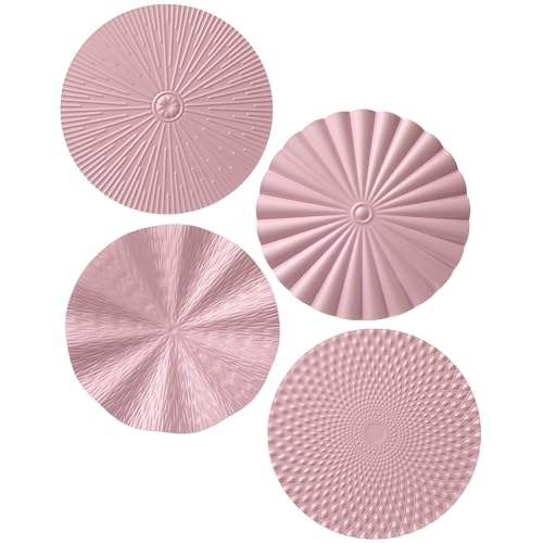 Hicarer 4 Pcs 12 Inch Pink Metal Wall Art Decor Modern Sunburst Hanging Artwork Decor Wall Decorations for Home Bedroom Bathroom Living Room Office Sculpture - color: Pink