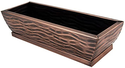 H Potter Succulent Planter Rectangular Plant Pot Flower Indoor Outdoor Window Box (Antique Copper Large) - color: Antique Copper Large