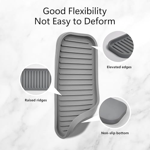 Mofason Silicone Soap Tray - Kitchen Soap Tray Sponge Tray 2 Pack Mist | Bathroom kitchen finishing tray, travel soap holder, soap and sponge sink organizer; for bar soap holder, dish sponge holder - color: Mist