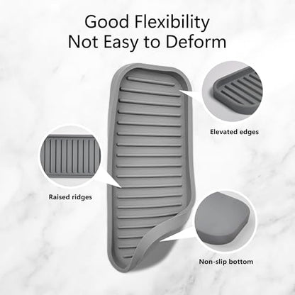 Mofason Silicone Soap Tray - Kitchen Soap Tray Sponge Tray 2 Pack Mist | Bathroom kitchen finishing tray, travel soap holder, soap and sponge sink organizer; for bar soap holder, dish sponge holder - color: Mist