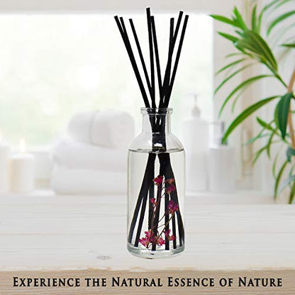 Reed Diffuser Set, Amber & Lavender - Bathroom Shelf Décor | (AWAKEN and RENEW) Mind & Body Aromatherapy Collection, Essential Oil Botanical Diffusing Room Scent - color: Amber & Lavender