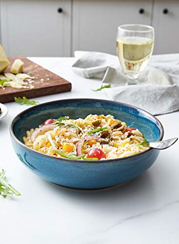 LE TAUCI Pasta Bowls 45 Ounce, Ceramic Salad Bowl, Large Serving Bowl Set - Set of 4, Ceylon Blue - color: Ceylon Blue, size: 45 ounces