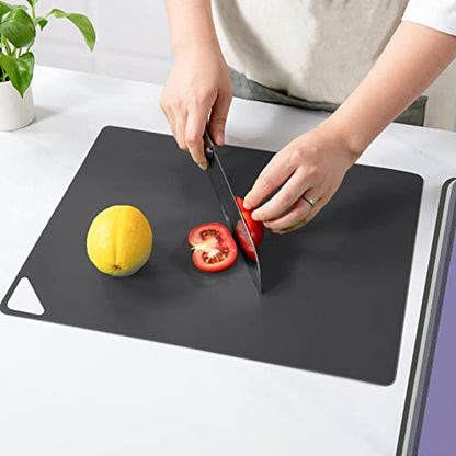 WK Plastic Flexible Cutting Boards for Kitchen, Flexible Cutting Board Mat Set of 10, Non Slip Cutting Mats with Hole, BPA Free, Dishwasher Safe, Multi Size - color: Multi Grey - S&L - 10