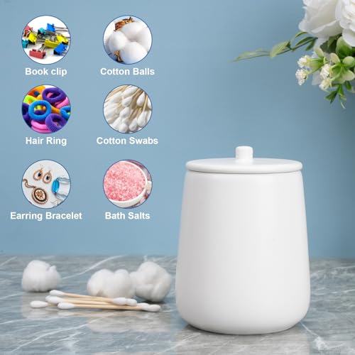 Ceramic Bathroom Accessories Set 6 Pcs, White Bathroom Accessory Set Includes Foaming Soap Dispenser with Rust-Proof Plastic Pump, Bathroom Cup, Qtip Holder, Soap Dish, 2Pcs Adhesive Hooks for Home - size: 6pcs-Foam