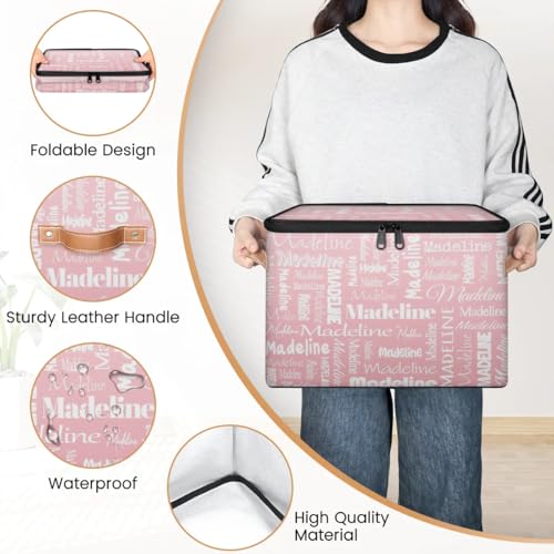Custom Storage Basket with Name, Personalized Keepsake Box,Pink | Foldable Fabric Gradient Large Memory Bin with Handle Lid Lightweight Waterproof Dustproof, 14"L x 10.2"W x 10.4"H - color: Option 20