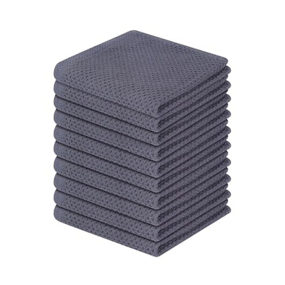 Homaxy 100% Cotton Waffle Weave Kitchen Dish Cloths 10-Pack, Dark Grey | 12 x 12 Inches, Ultra Soft Absorbent Dish Towels, Quick Drying Dish Rags with Hanging Loop - color: Dark Grey, size: 12 x 12 - 10 Pack