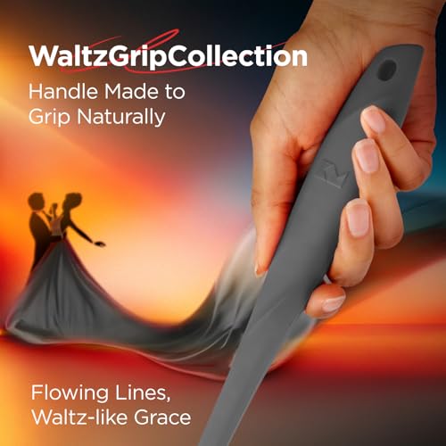 Kitchen Mama WaltzGrip Platinum Silicone Jar & Can Spatula Set, Metal Gray | Heat-Resistant, Dishwasher Safe, Ergonomic Grip, Perfect for Mixing and Scraping, Nonstick Cookware - color: Metal Gray