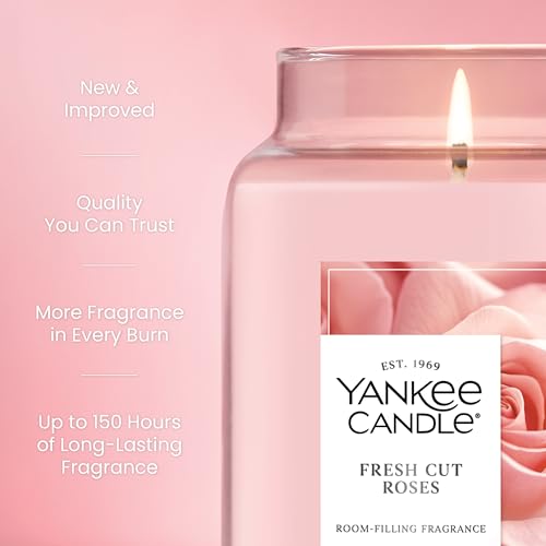 Yankee Candle Fresh Cut Roses Scented Candle, 22oz Large Jar with up to 150 Hour Burn Time, Giftable - color: Fresh Cut Roses, size: Large Jar