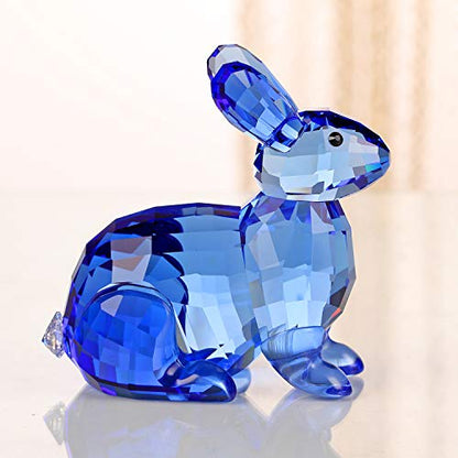 DOJOZ Crystal Bunny Rabbit Animal Collectible Cute Figurine Birthday Gifts Home Decor (Blue) - color: Blue