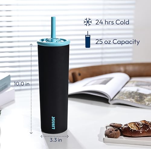 25 oz Candy Tumbler, Insulated Water Bottle with Straw Lid | Double Wall Stainless Steel, 2-in-1 Lid, Flexible Straw, Cup Holder Friendly, Dishwasher Safe, BPA Free, Dark Black - color: Dark Black, size: 25 Ounces