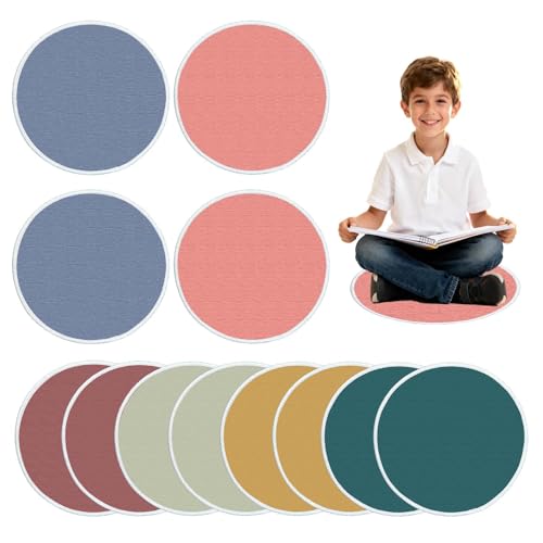12Pcs Round Classroom Rug, Floor Seats 15.7in Round Floor Cushion Non Slip and Washable Carpet Cushion Suitable for Classrooms, Learning Spaces and Family Reading Corner - color: Round-wild