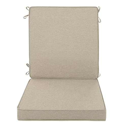 Outdoor Chair Cushions, Water-Resistant & Fade-Resistant, Patio Furniture Lawn Dining Chair Seat Replacement with Mid Back, Ties Zipper, Removable Cover, 18 x 16.5 Inch, Set of 1, Natural - color: Natural, size: 18" x 16.5" 1 Pack