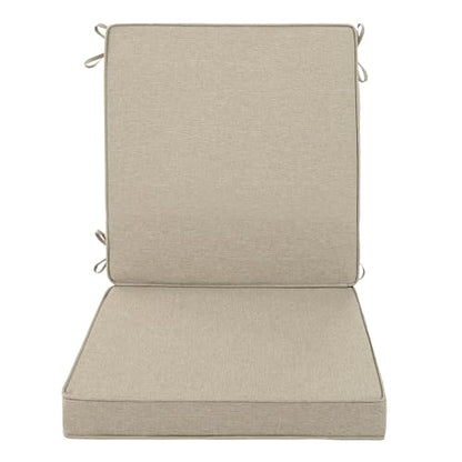 Outdoor Chair Cushions, Water-Resistant & Fade-Resistant, Patio Furniture Lawn Dining Chair Seat Replacement with Mid Back, Ties Zipper, Removable Cover, 18 x 16.5 Inch, Set of 1, Natural - color: Natural, size: 18" x 16.5" 1 Pack