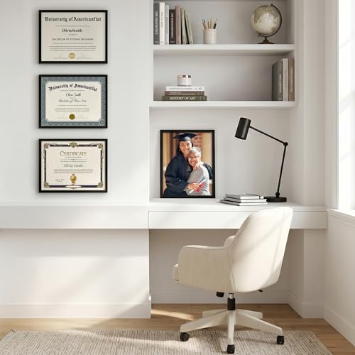 Americanflat 8.5x11 Picture Frame with Shatter-Resistant Glass - Streamline Collection - Thin Border Photo Frame for Tabletop and Wall Display - Hanging Hardware and Easel Stand Included - Black | Shatter-resistant glass, wall or tabletop display with inc