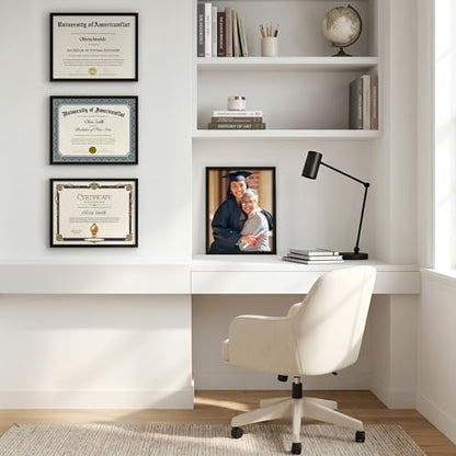 Americanflat 8.5x11 Picture Frame with Shatter-Resistant Glass - Streamline Collection - Thin Border Photo Frame for Tabletop and Wall Display - Hanging Hardware and Easel Stand Included - Black | Shatter-resistant glass, wall or tabletop display with inc