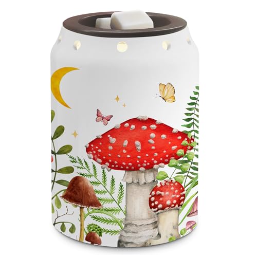 Mushroom Wax Melt Warmer, Rustic Farmhouse Mushroom Decor | Red, Farmhouse, Bathroom, Kitchen Decor, Electric, Ceramic, Housewarming Gifts - color: Mushroom