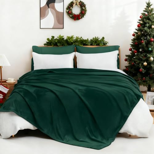 Fleece Blanket Queen Size, Silky Flannel Fuzzy Blankets for All Season, Cozy Lightweight Blanket for Couch, Bed, Sofa, 90" x 90", Forest Green, Queen - color: Forest Green, size: Queen