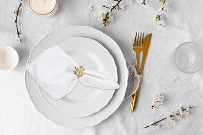 ACCENTHOME White Cloth Napkins Set of 6 18x18 inch Cotton Dinner Napkins - Washable Soft Premium Hotel Quality Reusable Napkins Perfect Table Napkins for Family Dinners, Weddings & Everyday Use | Cotton Linen Blend Napkins, Machine Wash On Gentle Cycle, E