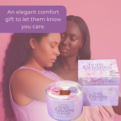 Sympathy Gifts for Loss of Loved One – Hugs and Healing Energy Sympathy Candle, 12oz Crackling Wood Wick Candle with Natural Soy Wax, Memorial & Grief Gift, Get Well Soon Gift - style: Hugs & Healing Energy Sympathy Candle