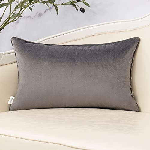Grey Throw Pillow Cover Velvet Cushion Cover Branches Rectangular Pillowcase for Sofa Couch Bedroom Living Room, 12x20 Inch - color: Grey, size: 20" x 12" (Pack of 1)