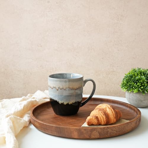 Bosmarlin Ceramic Coffee Mug Set of 4, 17 Oz, Coffee Cups with Big Handle, Microwave Safe, Unique Reactive Glaze (17 Oz, Grey) - color: Grey Drip