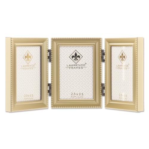 Lawrence Frames Bead Border Design, 2.5x3.5 Triple, Satin Gold. - color: Satin Gold, size: 2.5x3.5 Triple