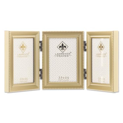 Lawrence Frames Bead Border Design, 2.5x3.5 Triple, Satin Gold. - color: Satin Gold, size: 2.5x3.5 Triple