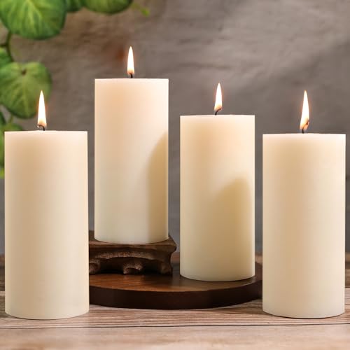 White Rustic Pillar Candles,Non-Toxic Soy Wax Candle, 2.8x6 Inch, 4 Pack | 360H long clean burning, natural, unscented smokeless, dripless farmhouse candle for home, wedding, dinner table, emergency - color: White, size: 2.8x6 inch