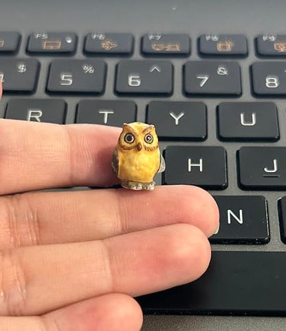 Adorable Mini Ceramic Animal Figurine – Porcelain Miniature Collectible Decor (Yellow owl) - style: Yellow owl
